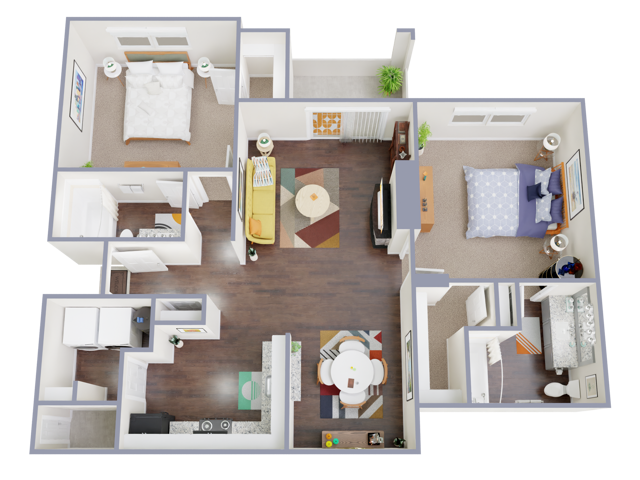 2 Bed, 2 Bath with Garage 18-1835 floor plan